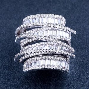 New Princess Cut 6.4 CT Silver White Zircon Ring